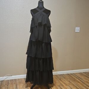 Elegant Black Tiered Maxi Dress